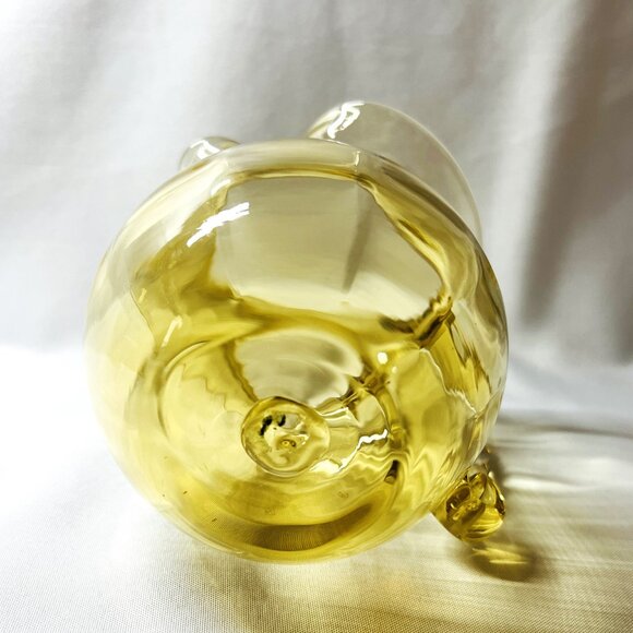 Rainbow Glass Golden Amber Pitcher Mid-20th Century Hand Blown Creamer 6” - Picture 7 of 11